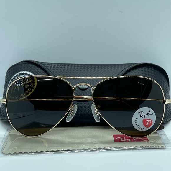 New Rayban Aviator Polarized 3025 Gold/Brown Polar - Picture 7 of 10